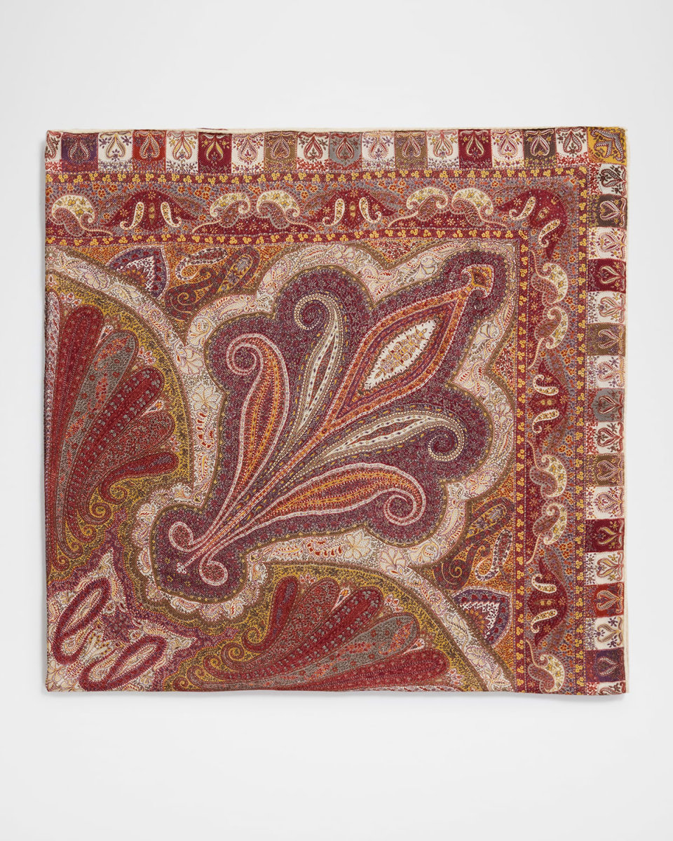 Sherazade Paisley Cashmere-Silk Scarf